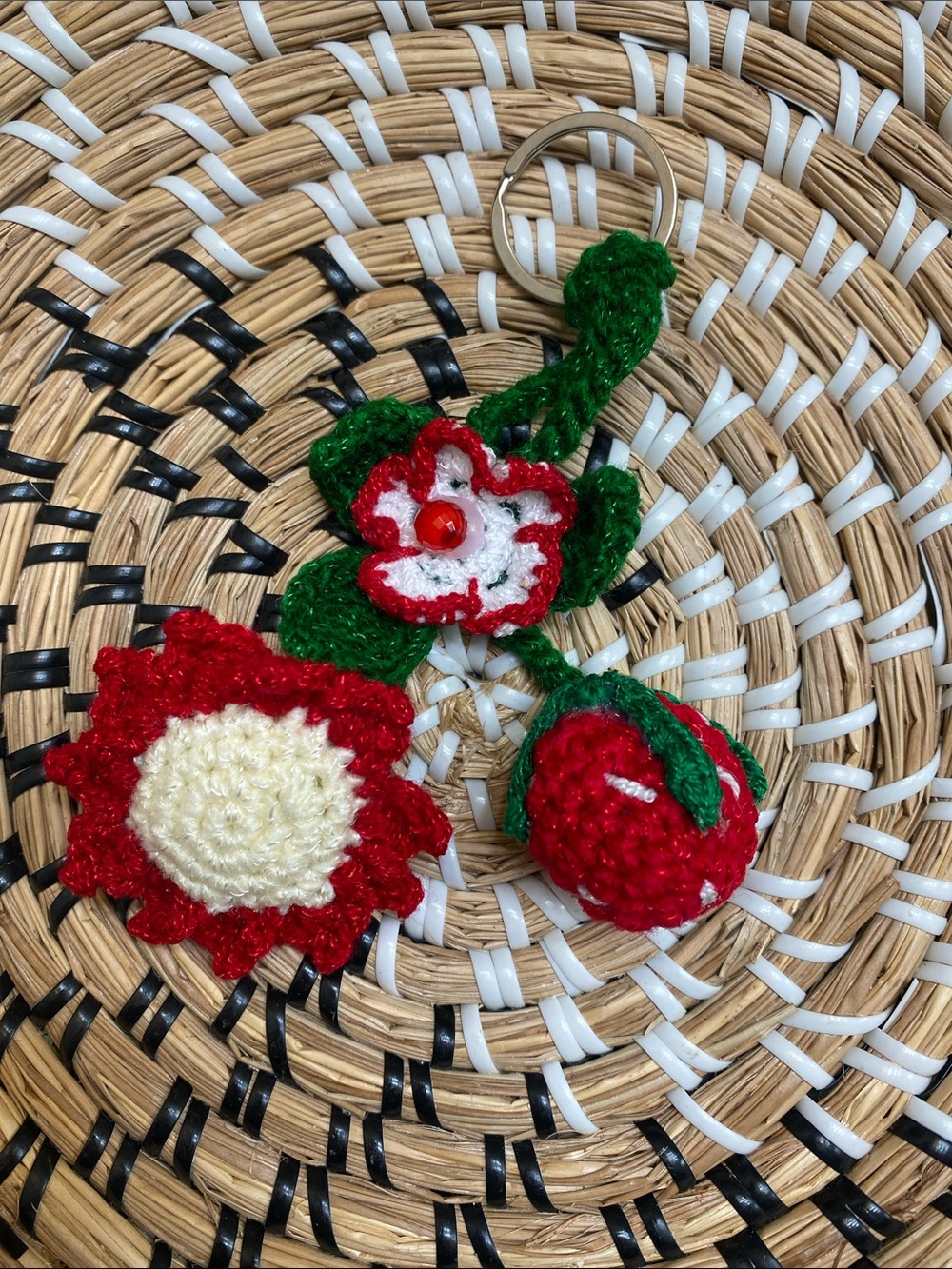 Handmade Crochet Flower & Strawberry Keychain - Choose 1 - Picture 5 of 6